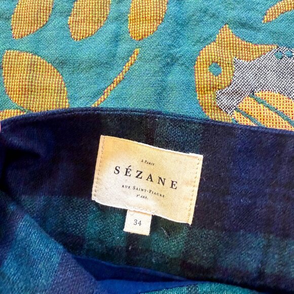 SEZANE - Gillie Wool Skirt in Navy Tartan (xs) - Picture 4 of 7
